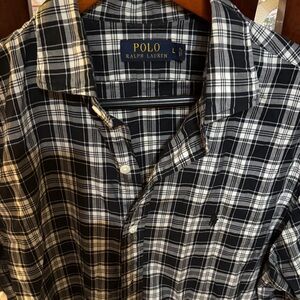 Polo by Ralph Lauren Men's Black and White Checkered Shirt